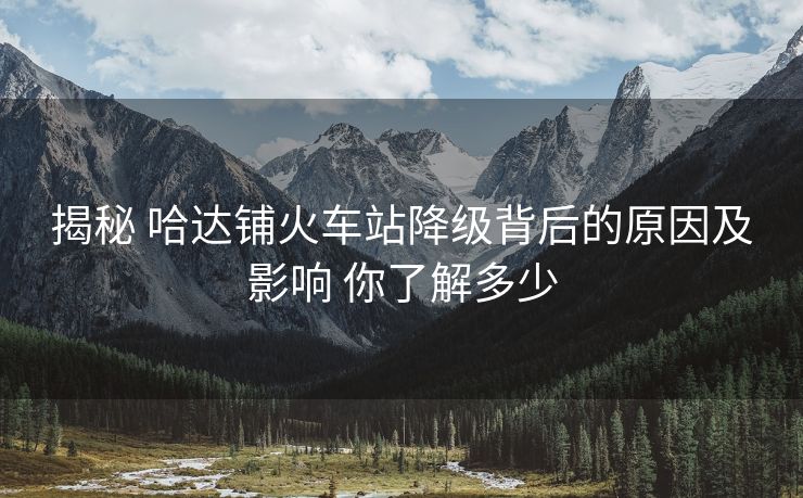 揭秘 哈達(dá)鋪火車站降級背后的原因及影響 你了解多少