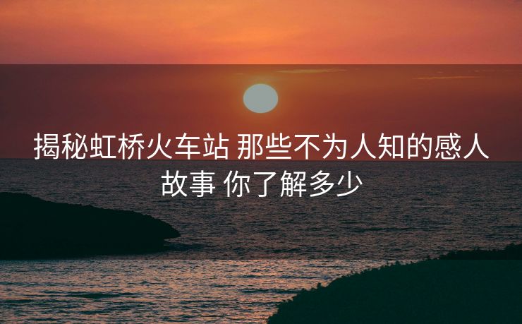 揭秘虹橋火車站 那些不為人知的感人故事 你了解多少