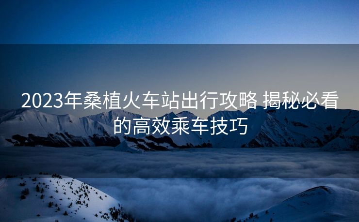 2023年桑植火車站出行攻略 揭秘必看的高效乘車技巧