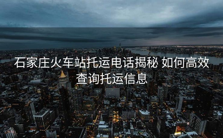 石家莊火車站托運(yùn)電話揭秘 如何高效查詢托運(yùn)信息