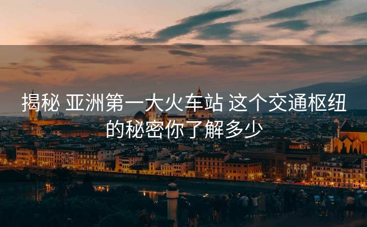 揭秘 亞洲第一大火車站 這個交通樞紐的秘密你了解多少