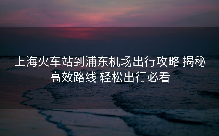 上?；疖囌镜狡謻|機場出行攻略 揭秘高效路線 輕松出行必看