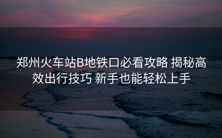 鄭州火車站B地鐵口必看攻略 揭秘高效出行技巧 新手也能輕松上手