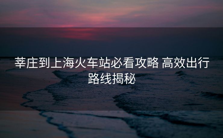 莘莊到上?；疖囌颈乜垂ヂ?高效出行路線揭秘