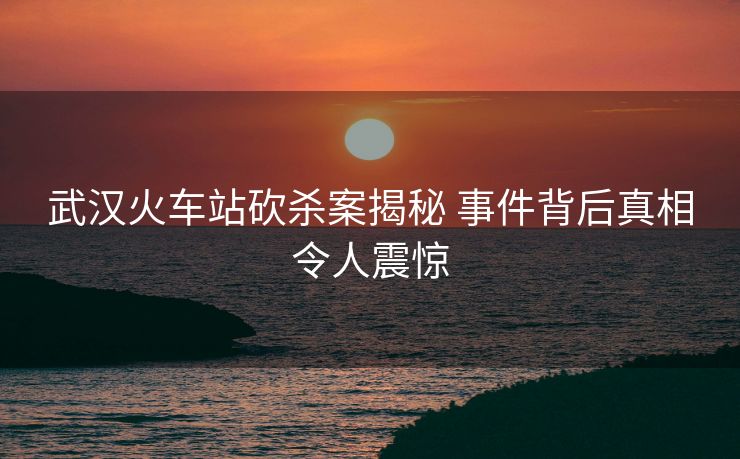 武漢火車站砍殺案揭秘 事件背后真相令人震驚