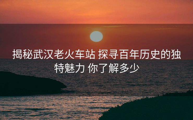 揭秘武漢老火車站 探尋百年歷史的獨特魅力 你了解多少