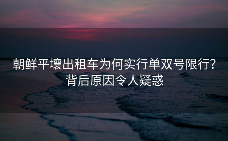 朝鮮平壤出租車為何實(shí)行單雙號(hào)限行？背后原因令人疑惑